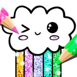 Kawaii Coloring Book Glitter
